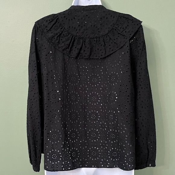 Madewell Eyelet Ruffle-Front Blouse 478 - Picture 4 of 7